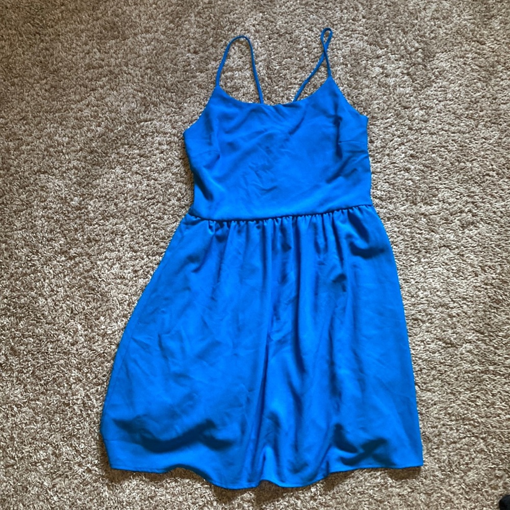 Lulus small blue lace up back dress